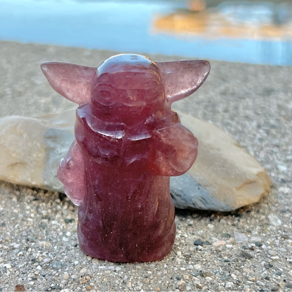 Strawberry Quartz (Larger) Yoda